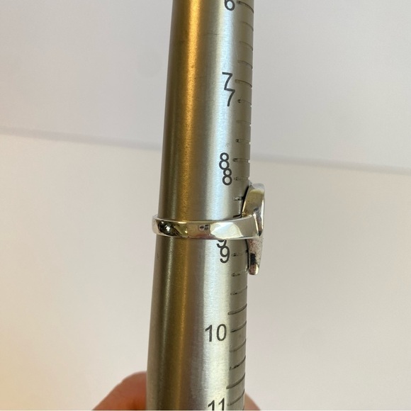 Vintage Sterling Silver Heart Ring Mother Of Pearl Cutout Pink Blue Y2K Size 9 - Picture 12 of 12